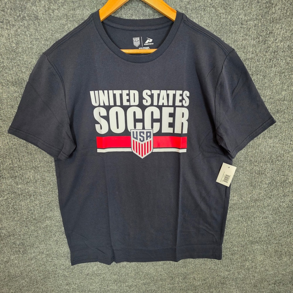 Icon Sports US Soccer USA Shield Mens Navy Blue Cotton T-Shirt L